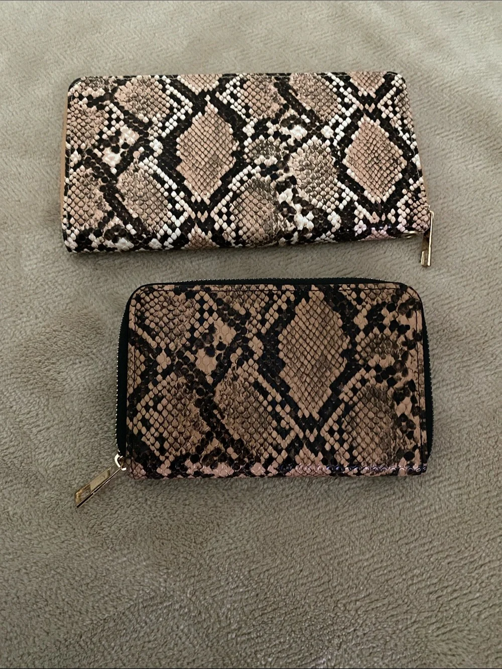 Snake-Print Zip Wallet - Pink Taupe. Bundle items